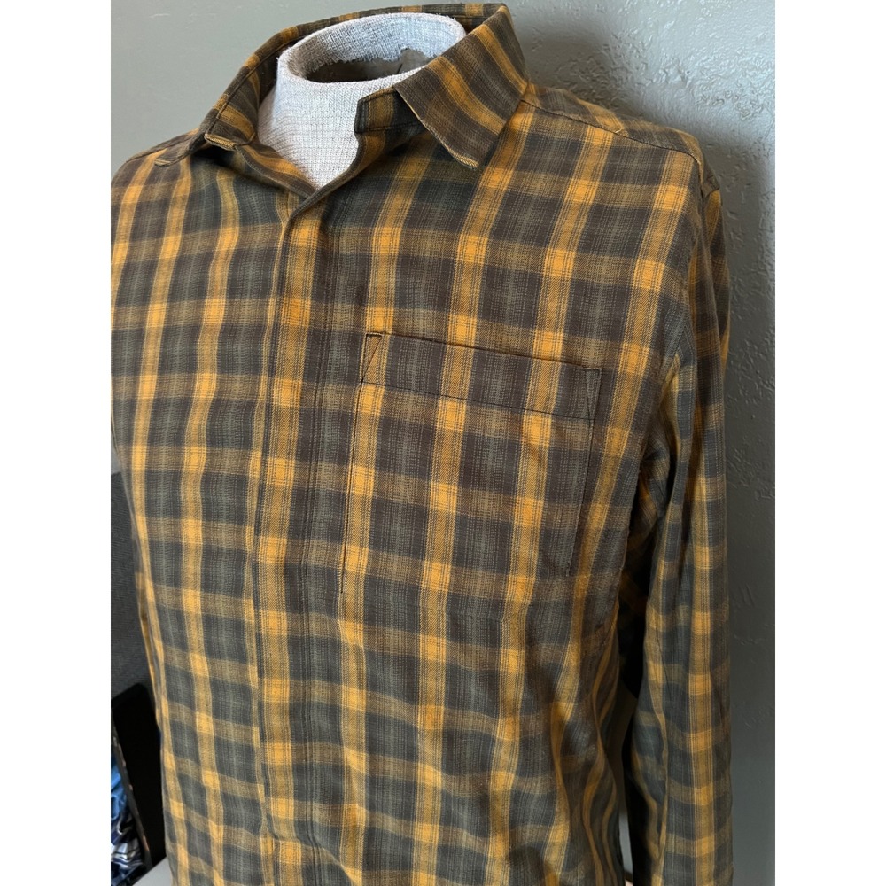 Arc'teryx Bernal LS Shirt Mens Medium Brown Gold Plaid Flannel Button Up 21740